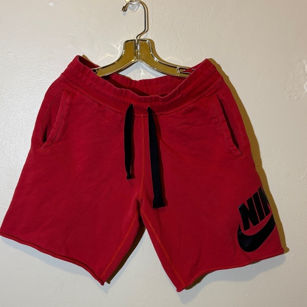 Nike Men's Athletic Red Shorts with Black Accents